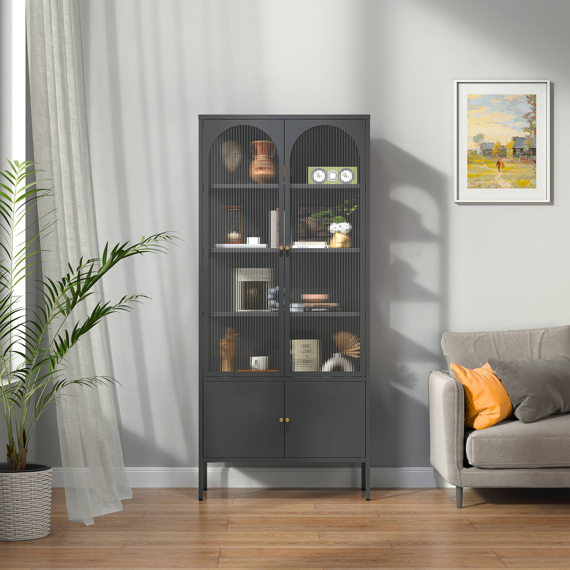 Glamour Home - Wholesale Cabinet - Benton 70.94-inch Black Four Door Metal Storage Cabinet2