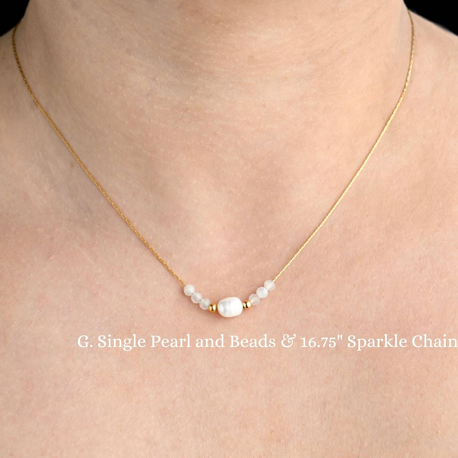 Blueyejewelry - Vendita all'ingrosso Collane di perline/perle - Collane con catena di perle dorate - catene assortite impermeabili10