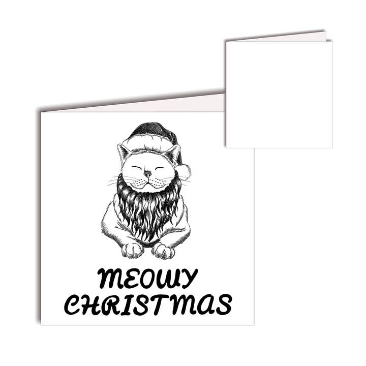 Cartão de férias de Natal Meowy - em branco por dentro por atacado de All4Pun