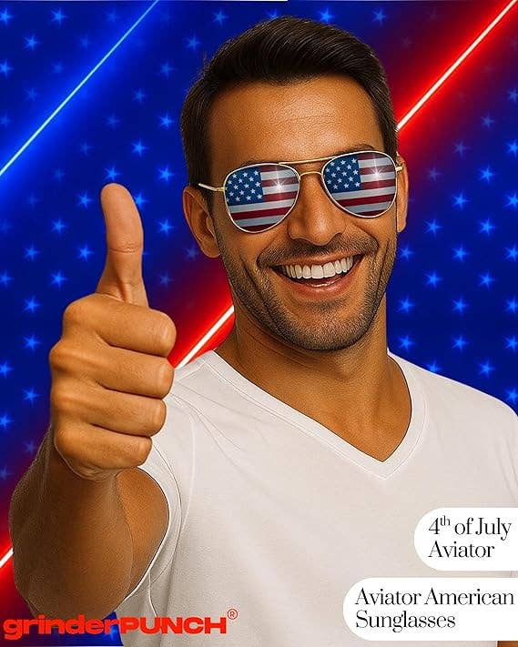 grinderPUNCH - Wholesale Sunglasses - Unisex - American Flag Aviator Sunglasses Glasses (Gunmetal)2