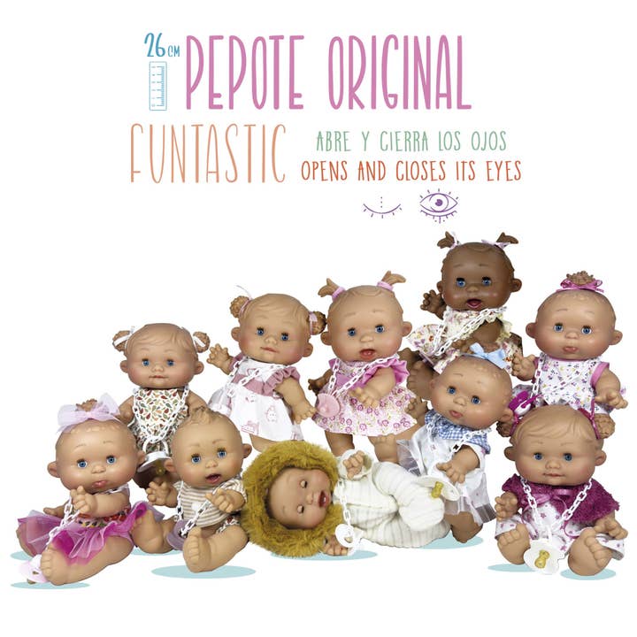 Lot de 8 poupées Pepote Original Funtastic articulées pour la vente par Nines Artesanals d'Onil Dolls