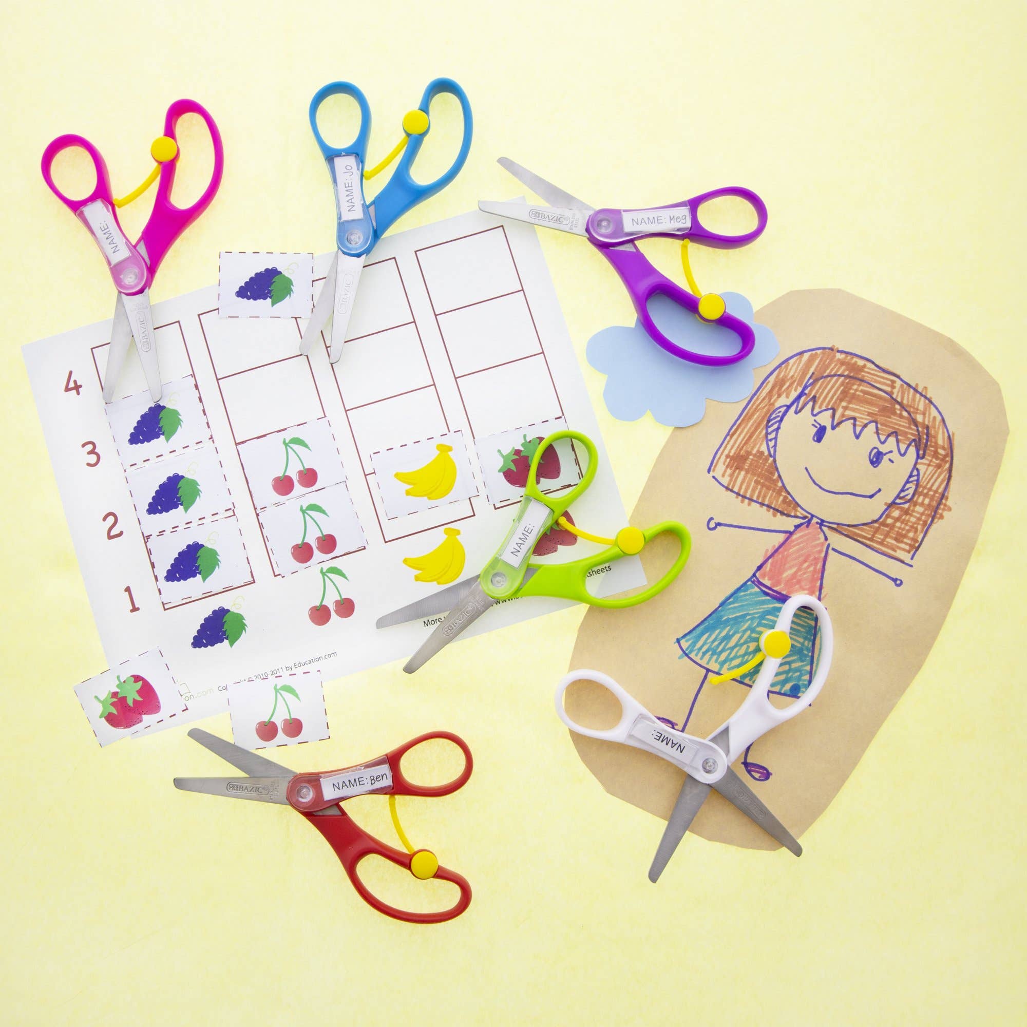 Luna Office Supply -  Everyday Essential - Wholesale Scissors - 5" Blunt Tip School Training Scissors w/ Name Tag2