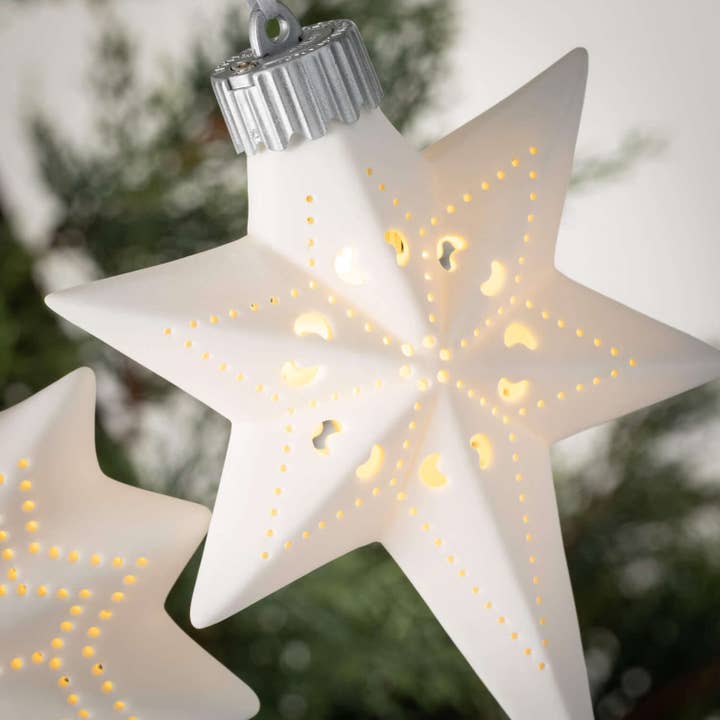 Sullivans Home Decor - Wholesale Ornament Set - LED CERAMIC SNOWFLAKE SET OF 3