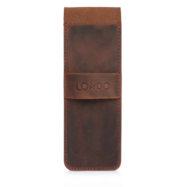 Londo - Wholesale Pencil case/pouch - Londo Top Grain Leather Pen and Pencil Case with Tuck in Flap37