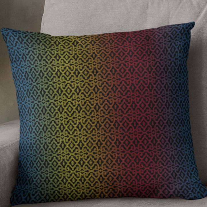 Shipibo Gradient - Quadratisches Kissen (L) für den Großhandel von symbolika