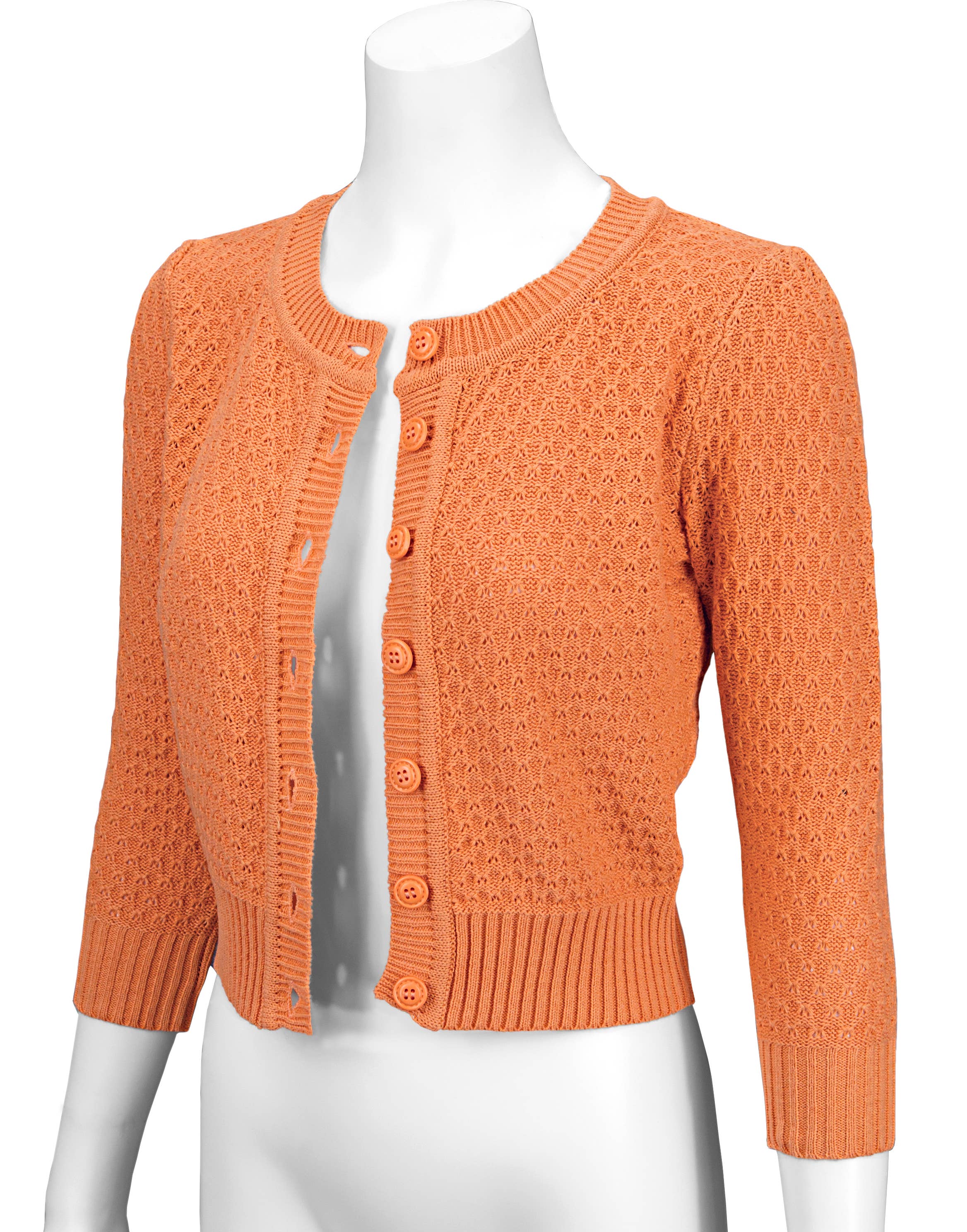 Mak – Engroshandel Cardigan - Dame – Mak 3/4-ærmet kort strikket cardigan med rund hals MK351483
