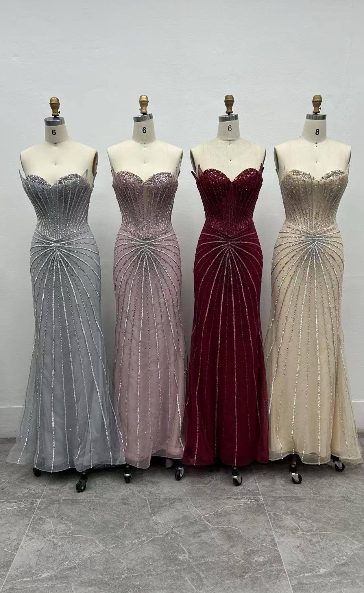 La Veneto - Wholesale Dress - Women's - Sweetheart strapless neckline, beaded motif1