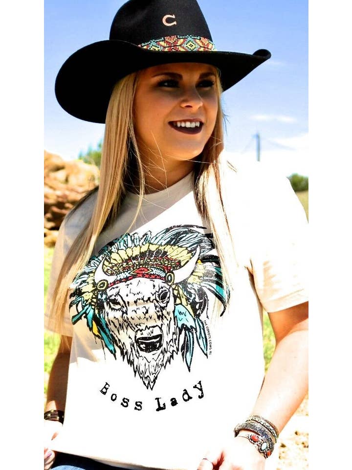 The Coyote Cowgirl - Wholesale Screen Printed T-Shirt - Women's - Boss Lady Tee (Bulk)-007A