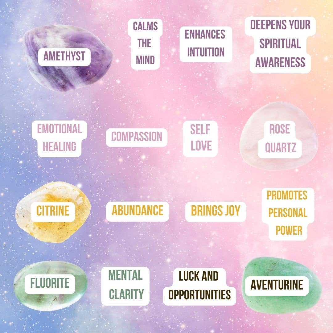 LilAryenne | Jewelry & Suncatchers – wholesale Suncatcher – Crystal Aura Suncatcher: Amethyst, Citrine, Rose Quartz, Fluorite - Gift7