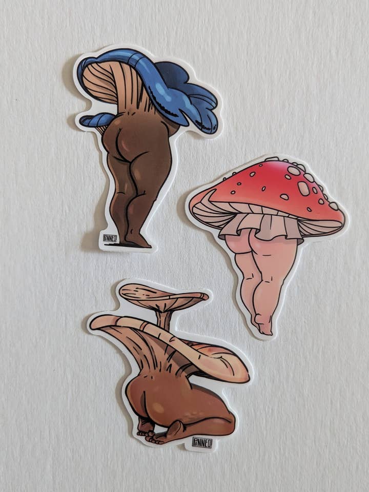 Mushroom Booty Sticker Pack for wholesale by Hello Magnolia Print Shop