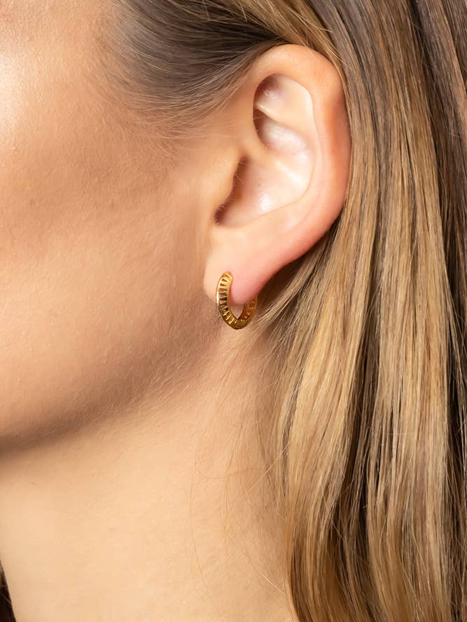 14K Dipped Huggie Hoop Brass for wholesale by Hana