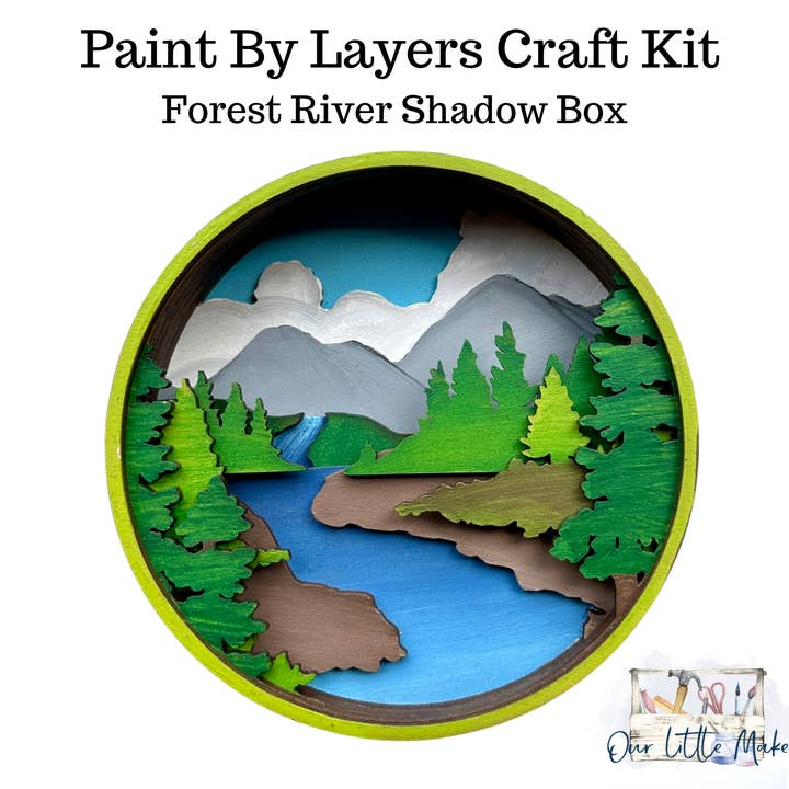 Our Little Makery - Vente Kit de bricolage - Kit Forest River Shadow Box1