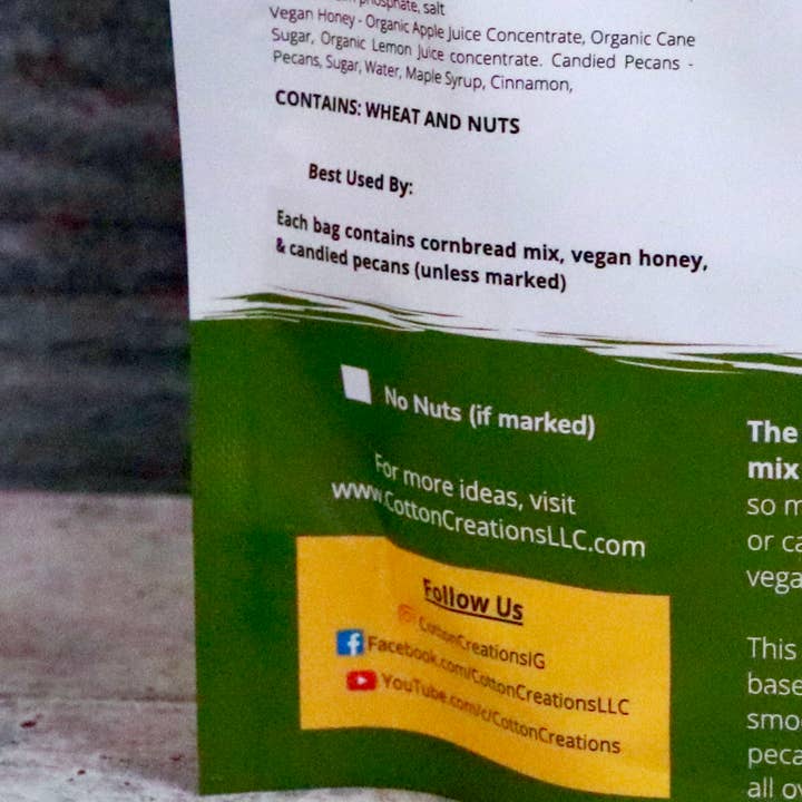 Cotton Creations LLC - Wholesale Cornbread Mix - Vegan Honey Cornbread Mix6