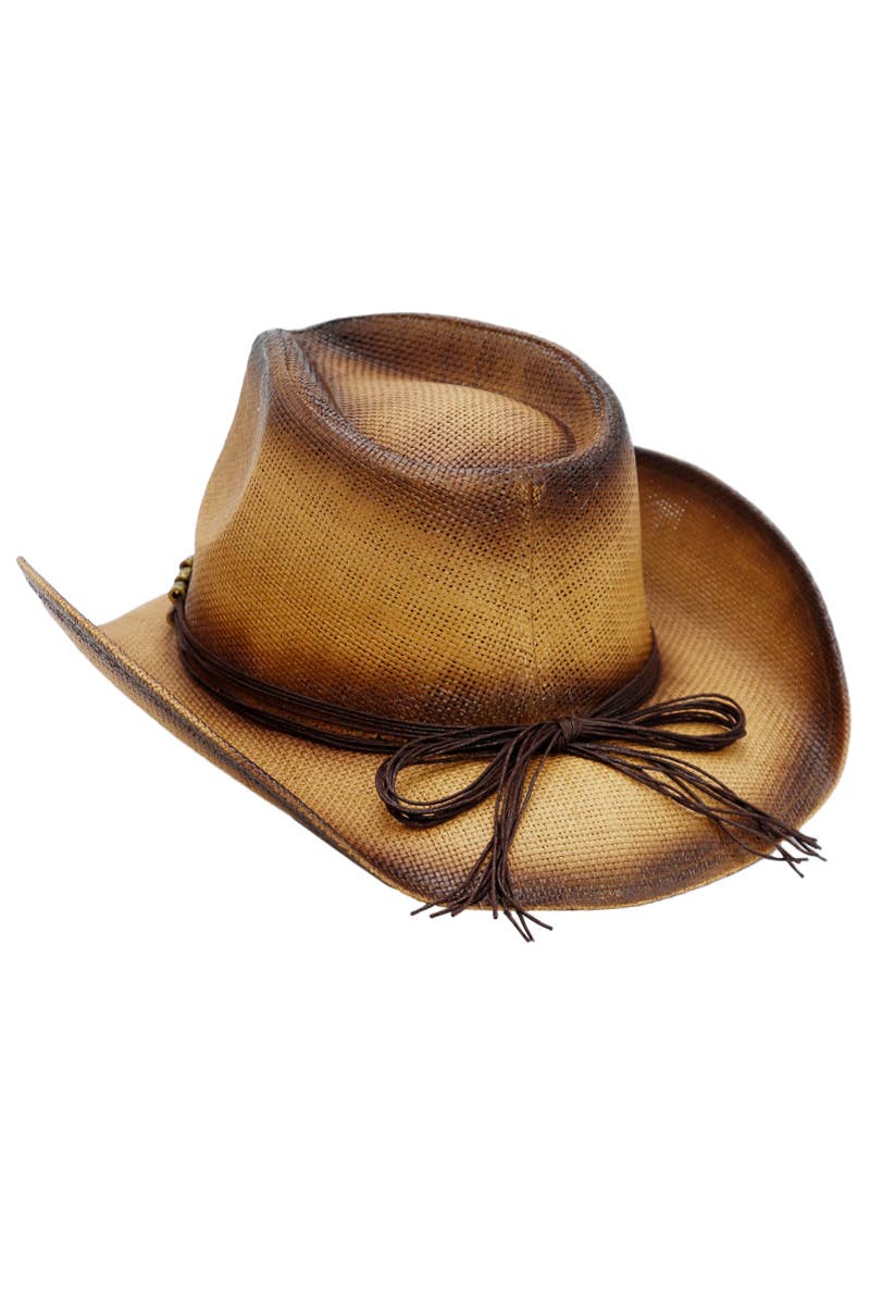 Cap Zone - Wholesale Cowboy Hat - Women's - Butterfly Emblem Waxed String Straw Cowboy Hat6