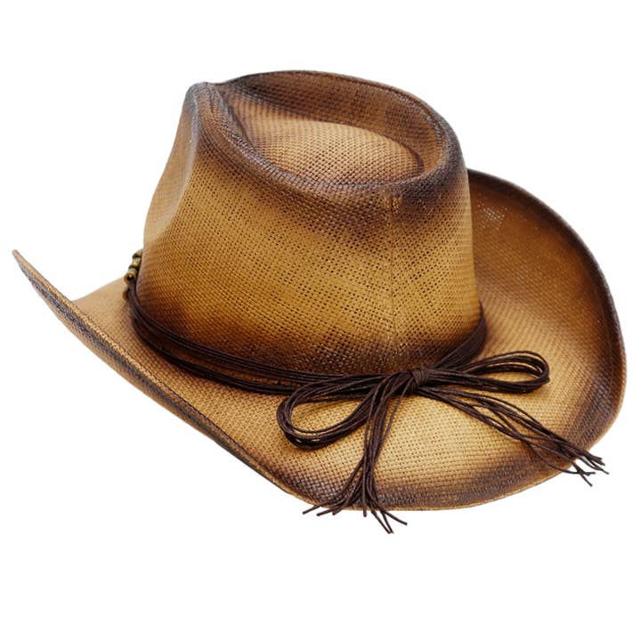 Cap Zone - Wholesale Cowboy Hat - Women's - Butterfly Emblem Waxed String Straw Cowboy Hat6