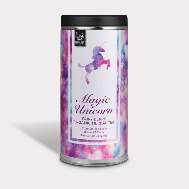 Magic Unicorn Tea Gift for Kids - 12 Sachets - Tall Tin for wholesale by The Tea Can Company