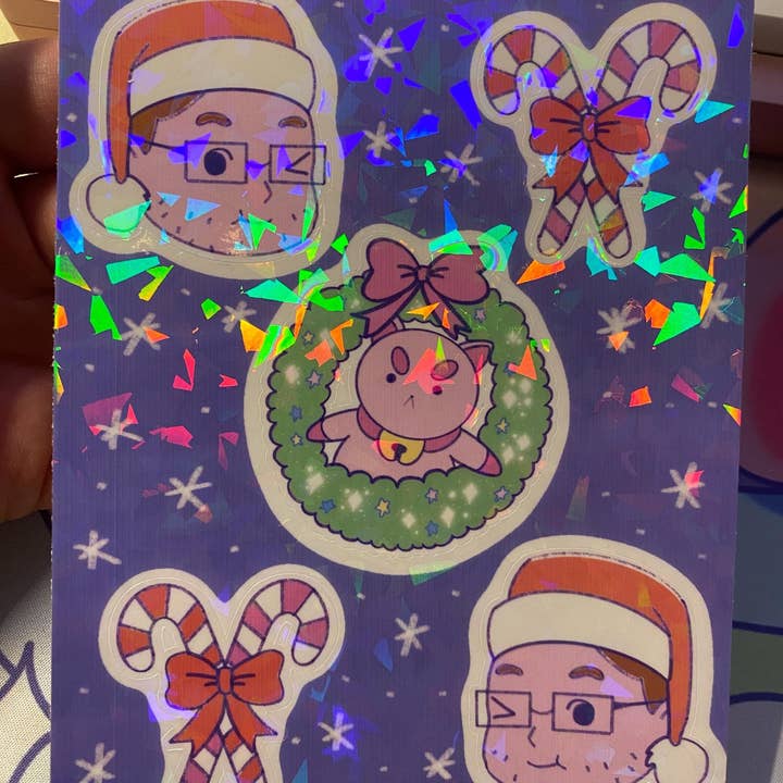 Puppycat & Pretty Patrick Xmas Sticker Sheet for wholesale by MysticalToastArt