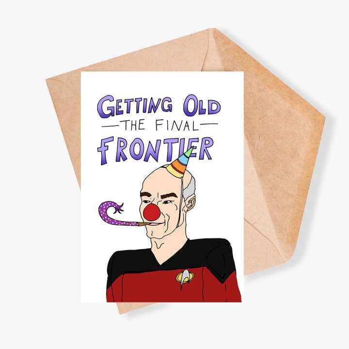 Star Trek Getting Old Final Frontier Greeting Card Humour Cards Funny Design Blank Occassion Graphic Active for wholesale by KDW Creatives