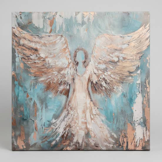 Angel canvas art print, Christian home wall decor, Spiritual for wholesale by Rustic Nester