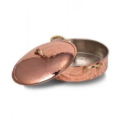 Hakan - Wholesale Cooking pot - Copper Handmade Hammered Low Pot1