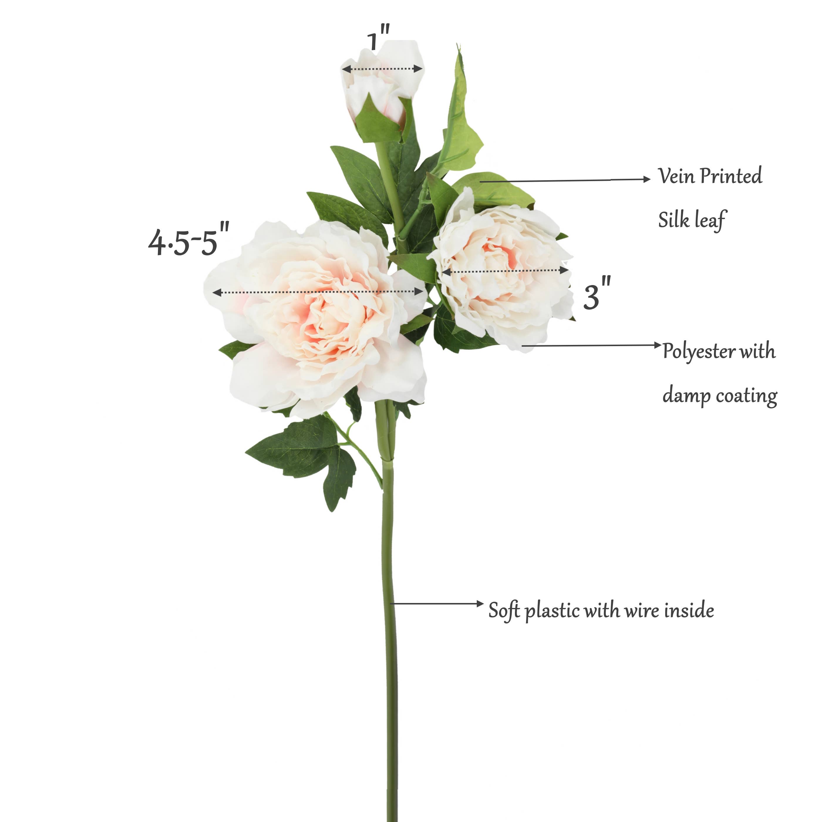 Angel Isabella - Vente Fleurs artificielles - Tige de pivoine hydratée au toucher réaliste de 26"-Collection Premium5
