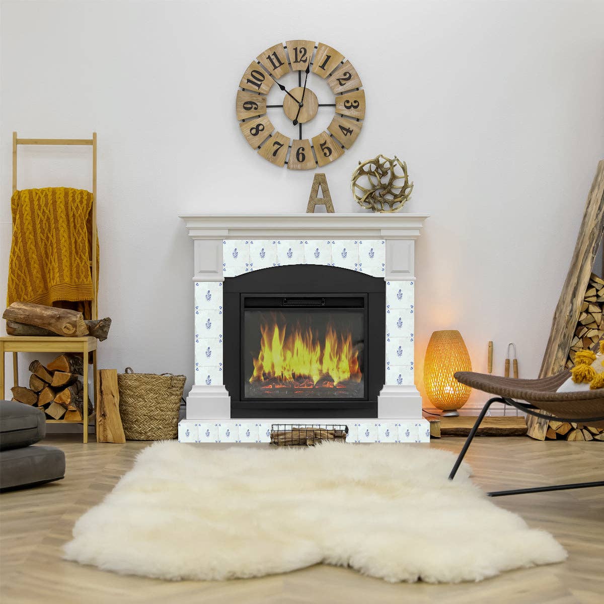 Mi Alma LLC - Wholesale Wall Tile - Hand-Drawn Delft Flower Design Tile Stickers – Easy Peel & Stick Wall Tiles for Effortless Home Makeover Model - D525