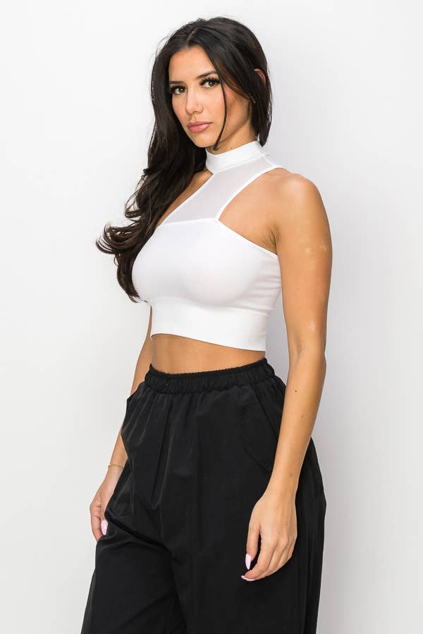 ANWND – Großhandel Strickoberteil – Damen – 51640 ÄRMELLOSES CROP-TOP MIT STEHKRAGEN8