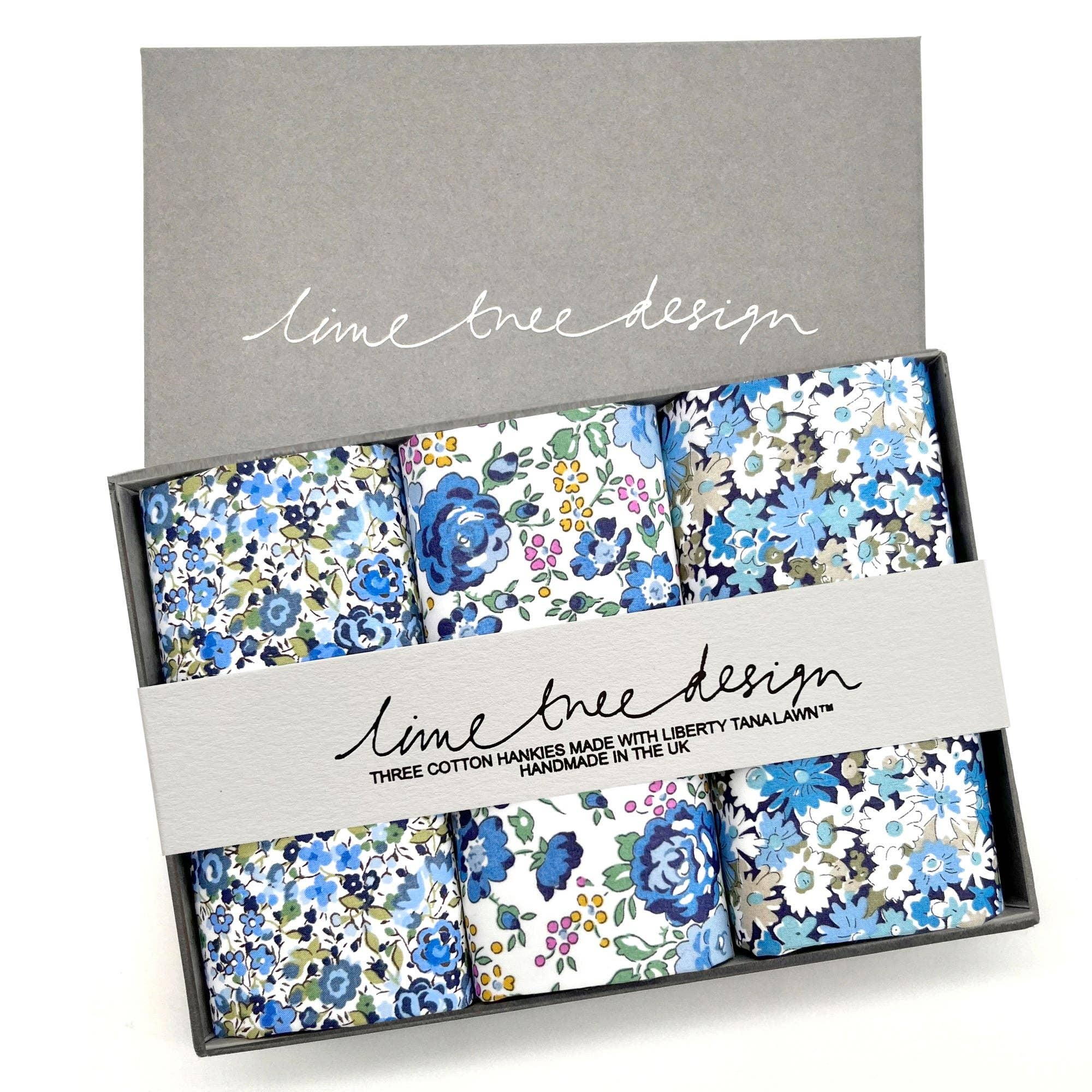Lime Tree Design – wholesale Handkerchief – Unisex – 3 Hankies made with Liberty Tana Lawn - Gloria0