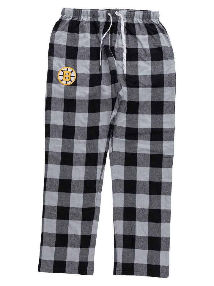 Official NHL Boston Bruins Buffalo Plaid Flannel PJ pants for wholesale by Calhoun Sportswear