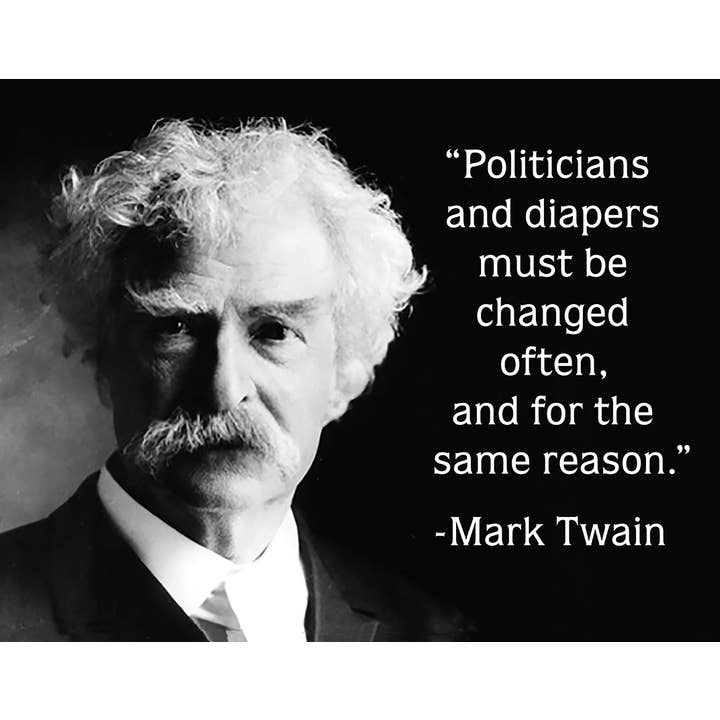 Panneau en étain de Mark Twain Politicians pour la vente par Desperate Enterprises