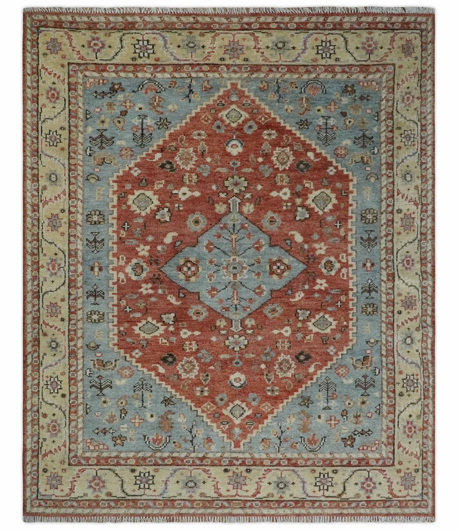 The Rug Decor, Inc. - Vendita all'ingrosso Tappeto - Tappeto su misura in lana annodato a mano Heriz tradizionale floreale grigio, ruggine e beige dall'aspetto antico.0