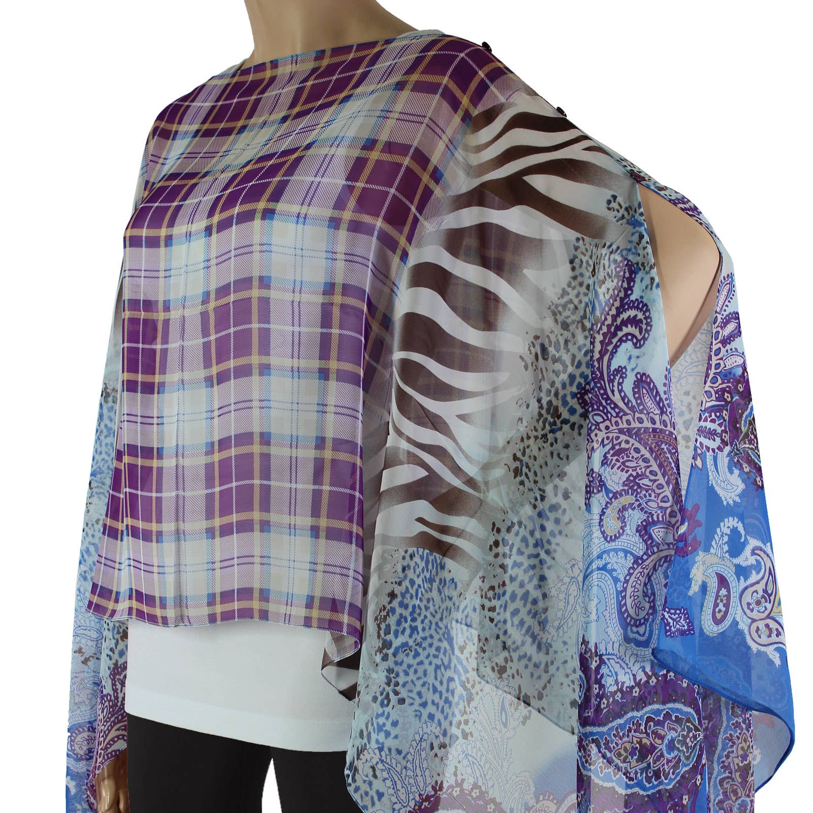 The Magic Scarf Company - Vendita all'ingrosso Poncho - Donna - Poncho/Cappa setosa con sei bottoni39