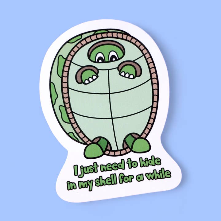 Turtle hides away self-care sticker for wholesale by Sunshine Lane
