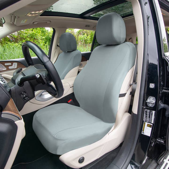 TLH Classic fladt klud bilsædebetræk komplet sæt - solid grå for engroshandel hos FH GROUP