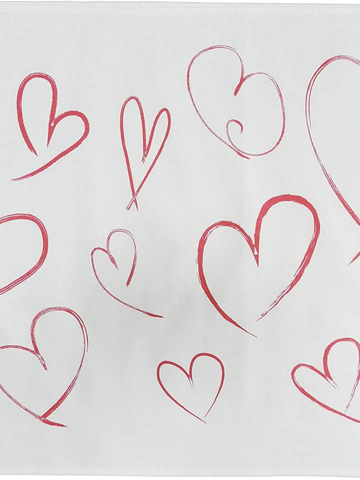 Red Doodle Hearts- Large Cotton Tea Towel for wholesale by Half a Donkey