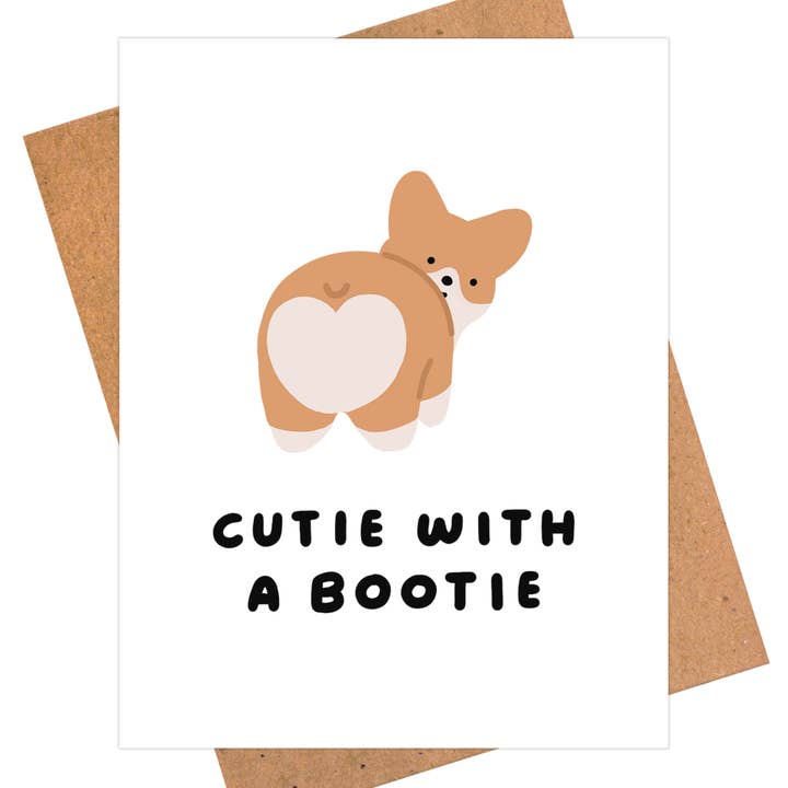 Corgi Booty Greeting Card - Cute & Quirky Pet Humor for wholesale by iej studio