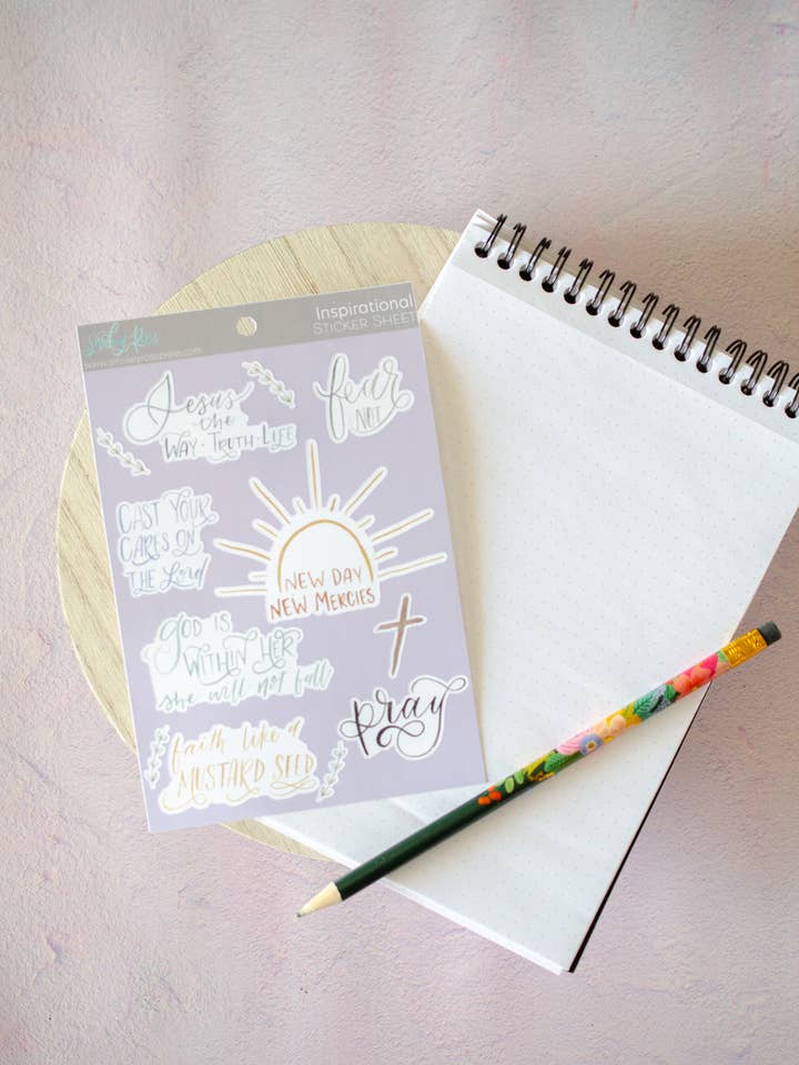 Christian Inspirational Sticker Sheet for wholesale by The Smokey Rose Press