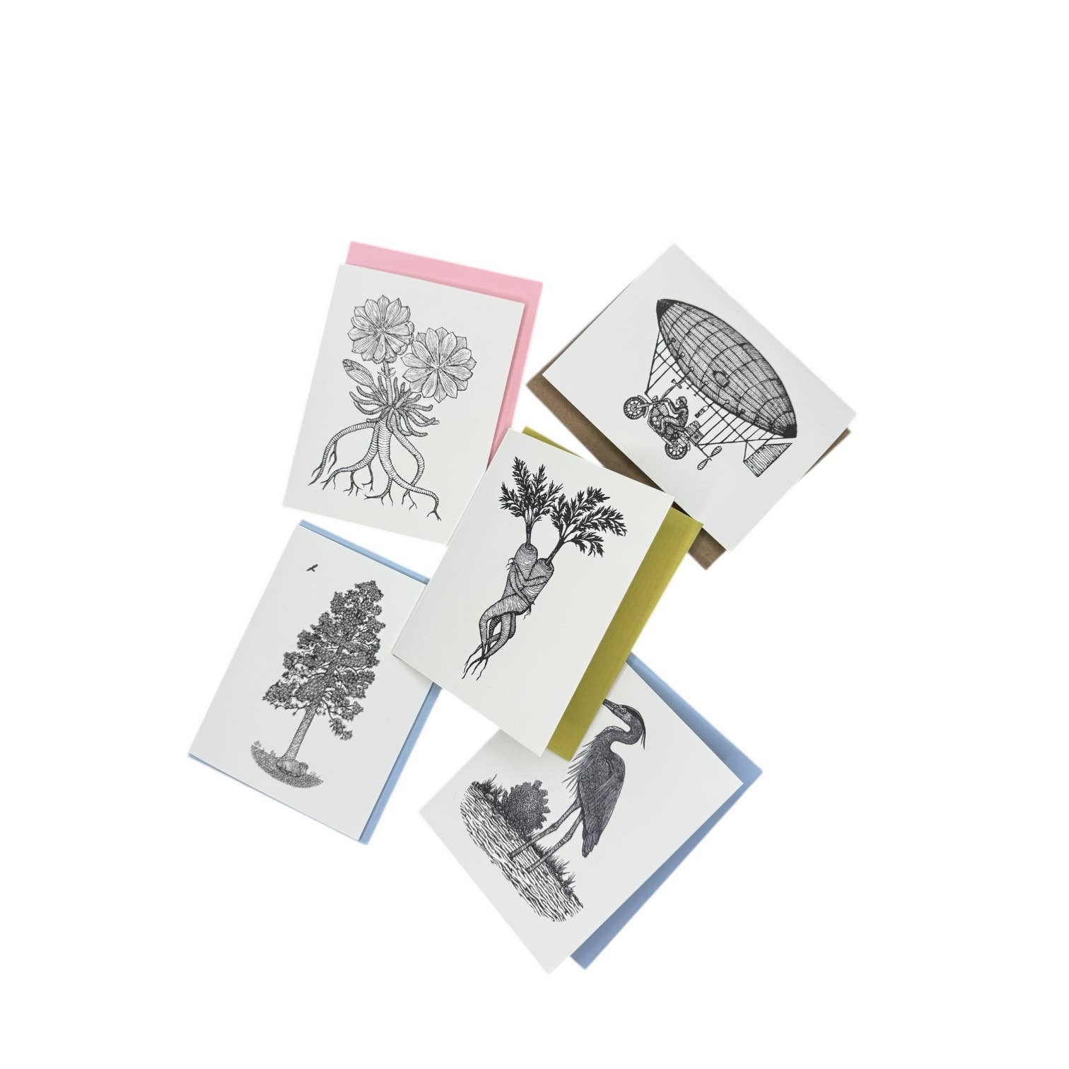 Anomal Press - Wholesale Everyday Greeting Card - Motordirigicycle Linocut relief print greeting card2