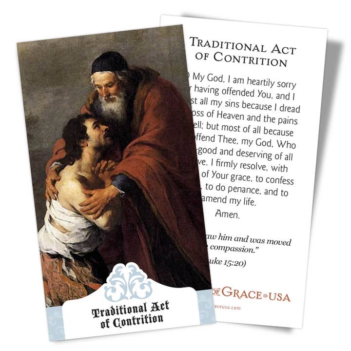 Carte sainte de l'acte de contrition traditionnel pour la vente par The Retro - a Full of Grace USA Company