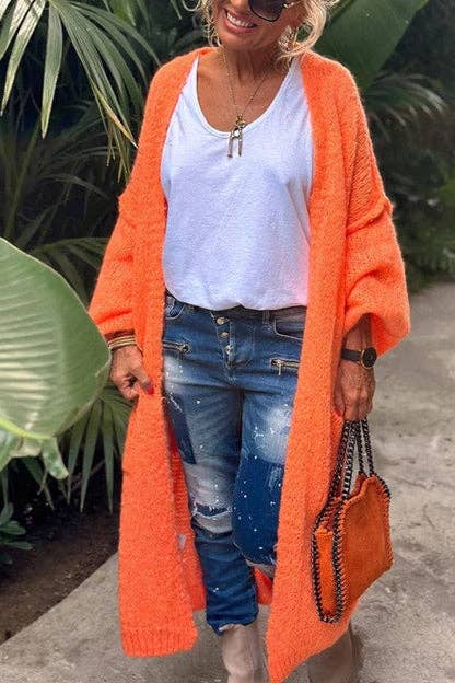 Rosa Clothing - Wholesale Cardigan - Women's - Love & Peace Exposed Seam Knit Sweater Long Cardigan3