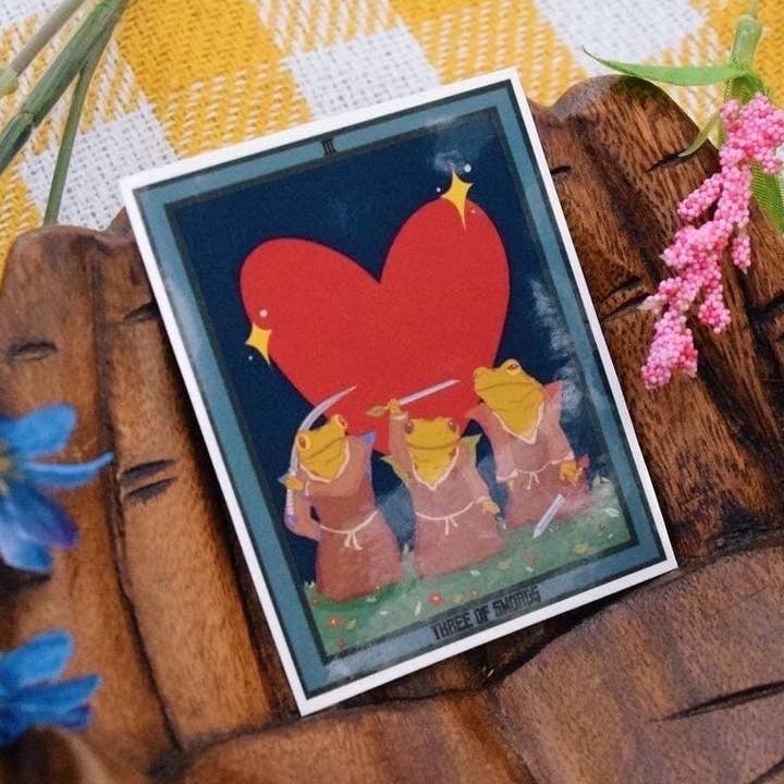 The Lovers Tarot Card Vinylklistermärke, Söt groda-klistermärke för wholesale av Toadstool Creations