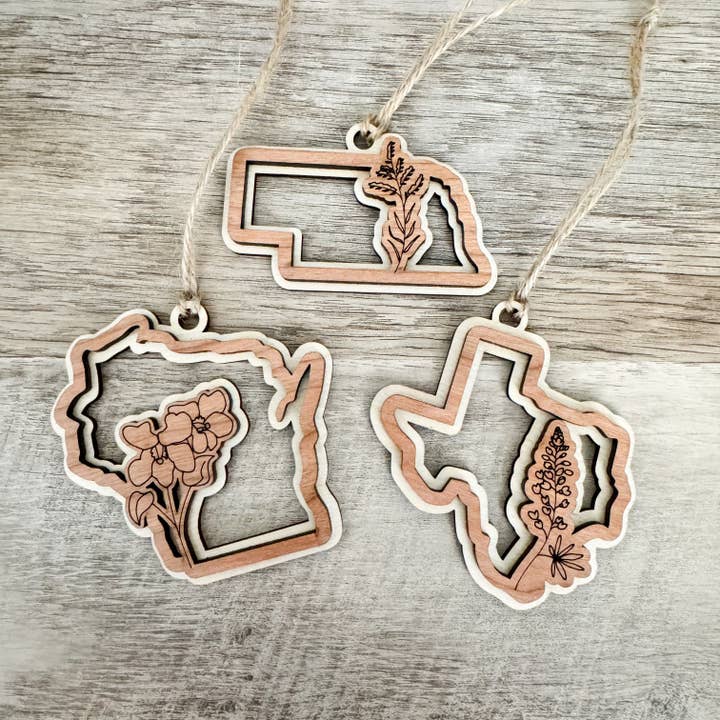 State Christmas Ornament - State Flower for wholesale by Birch House Games & Gifts
