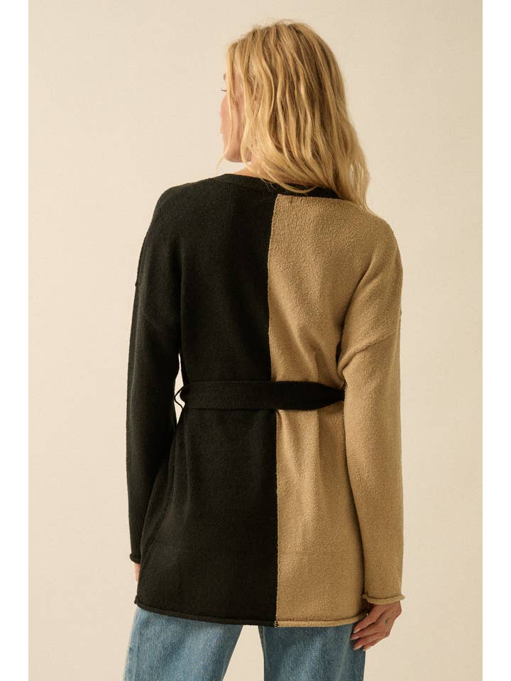 Promesa USA - Wholesale Cardigan - Women's - Textured Knit Colorblock Belted Cardigan11