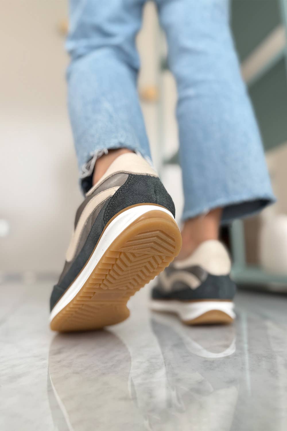 PMK SHOES - Wholesale Lifestyle Sneakers - Women's - Poema - Pewter - Handmade Cow Leather Sneakers3