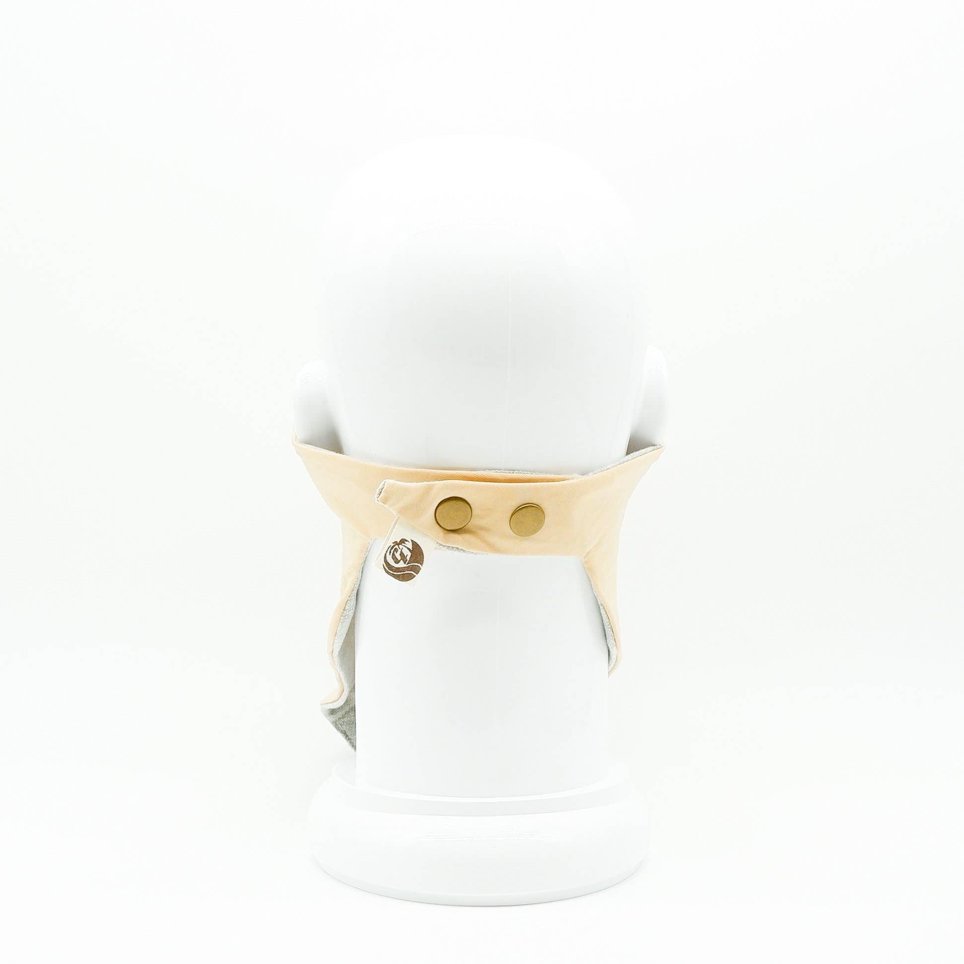 Maskdanna by Califortunate - Wholesale Non-Medical Disposable Mask - MASKDANNA SATIN TAN 'MAKE LEMONADE' HAND STITCH3