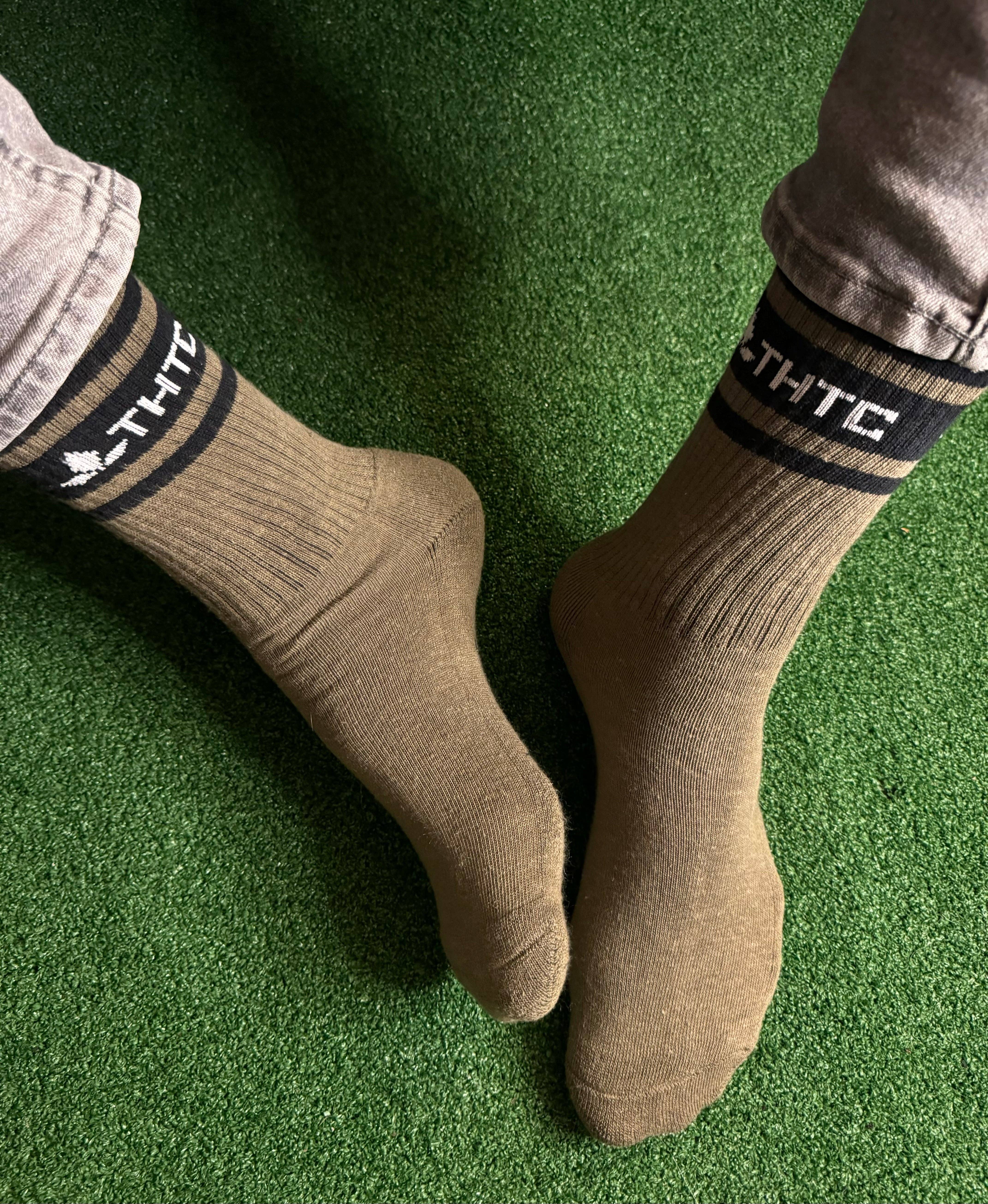 Army & Black Stripy Hemp Socks for wholesale on Faire3