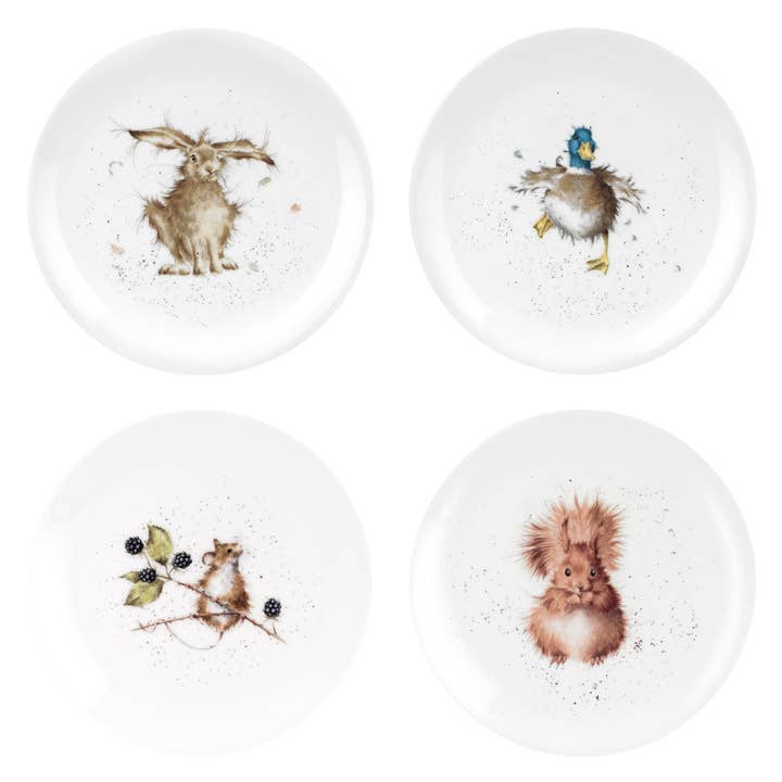 Wrendale Coupe Plates - 4 (Duck Mouse Hare Squirrel) for wholesale by Portmeirion, Spode, Pimpernel, Nacthmann, Wrendale Designs