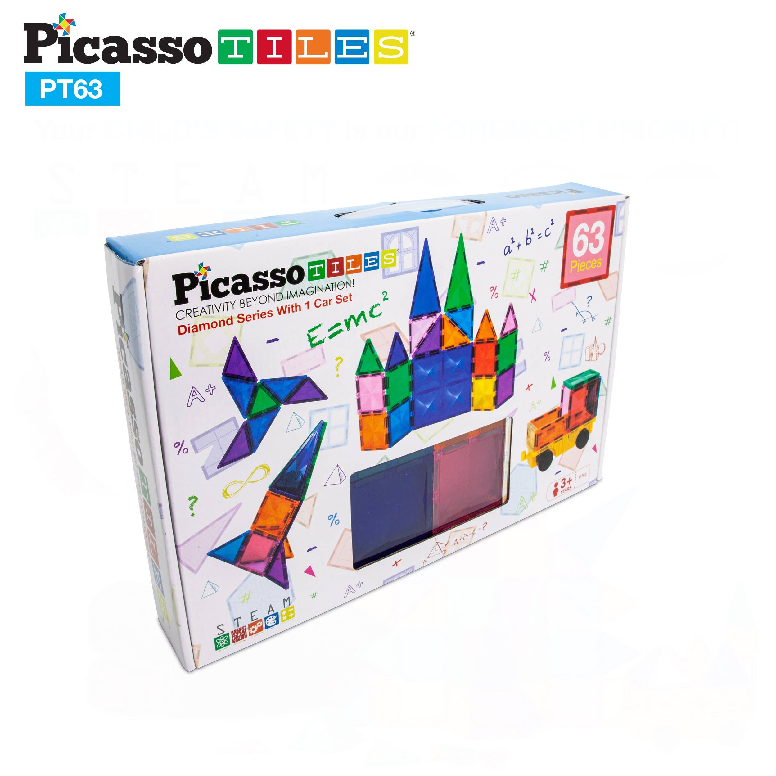 PicassoTiles - Wholesale Building Set - Kids - PicassoTiles 63pc Magnetic Tile Building Set7