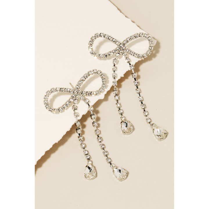 Anarchy Street - Wholesale Dangle Earrings - Rhinestone Teardrop Bow Earrings