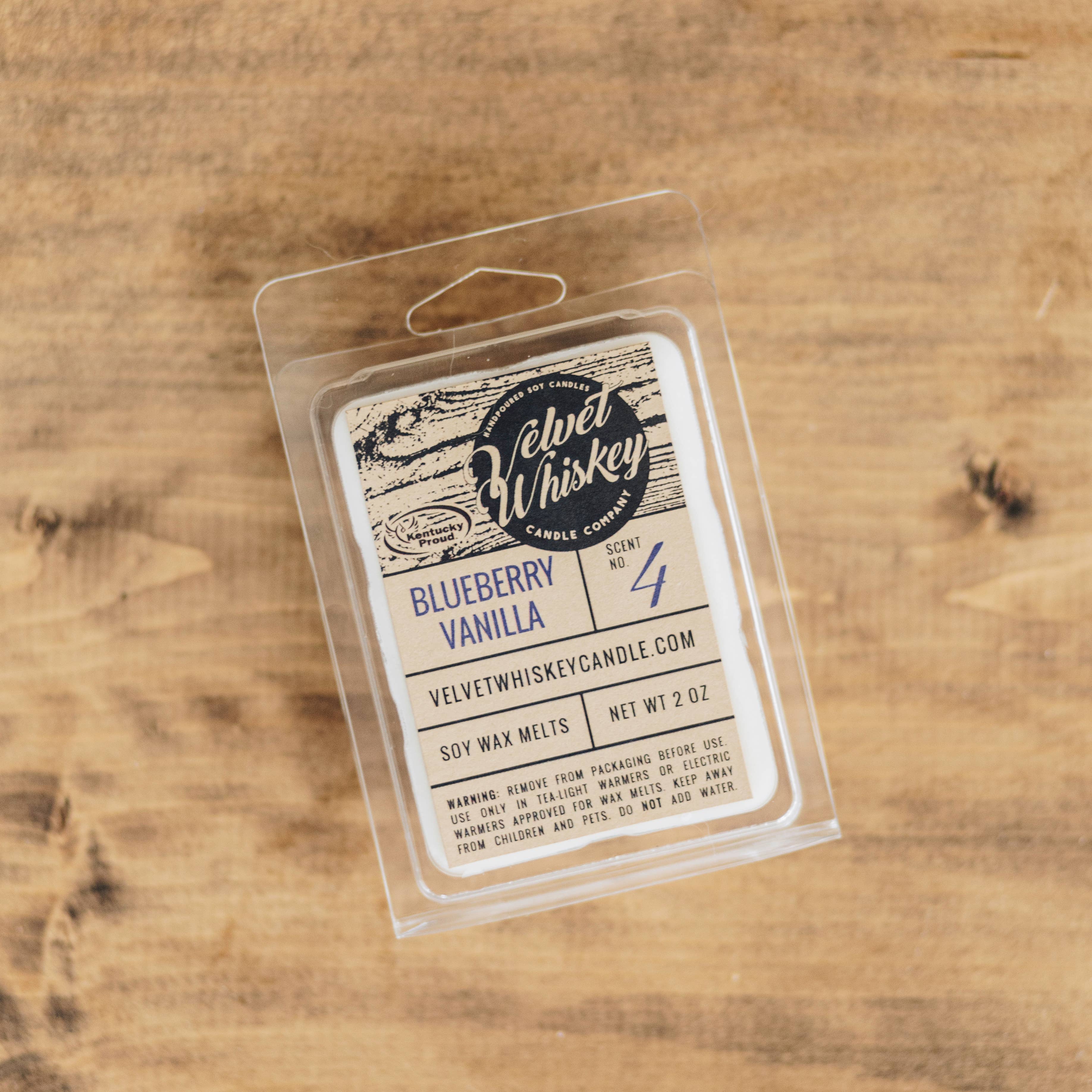 Velvet Whiskey Candle Co - Vente Fondants - Cire fondue à la vanille aux bleuets 2,5 oz